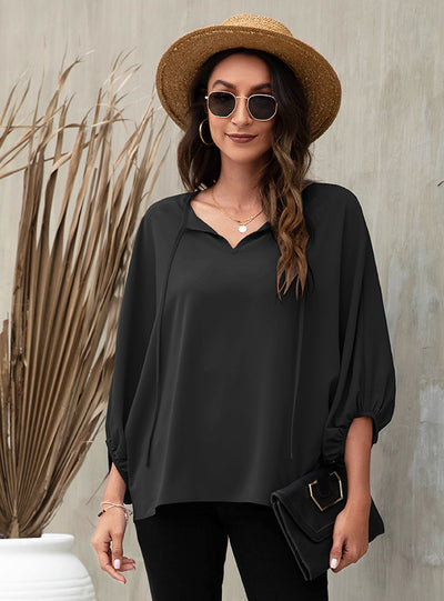 Loose Top Bat Sleeve Chiffon Shirt