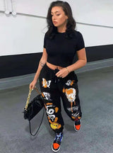 Women Sweat Pant Harajuku Cartoon Printed Trousers