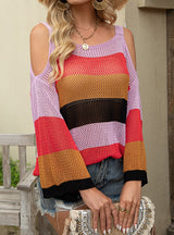 Color Matching Striped Pullover Sweater