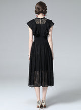 Women Thin Flounces Lace Dress