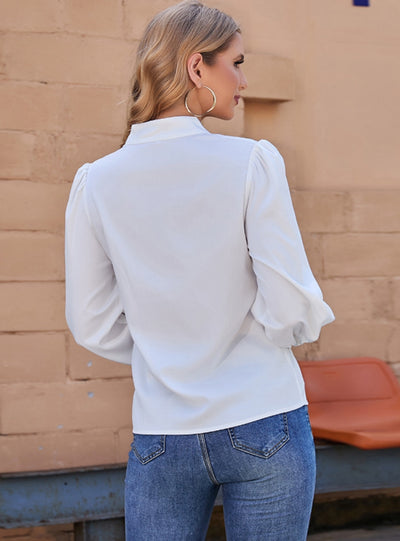 Loose Long Sleeve V-neck Pullover Shirt