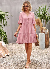 A-line Solid Color Fashion Dress