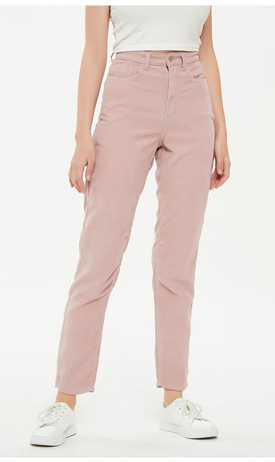 Straight Thick Grain Pink Corduroy Pant