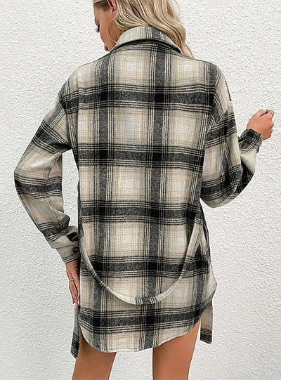 Plaid Retro Thick Woolen Lapel Coat