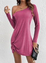 Long Sleeve Loose Solid Color T-shirt Dress