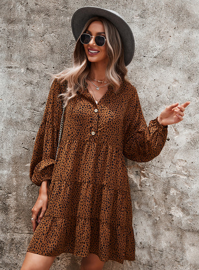 Leopard Print Long Sleeve dress