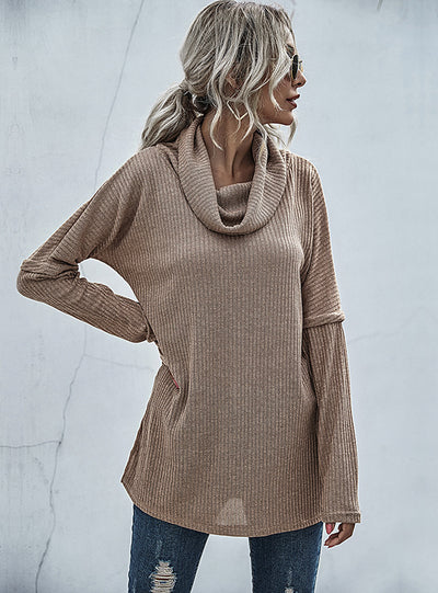 Pile-collar Bottom Shirt Knitted Top