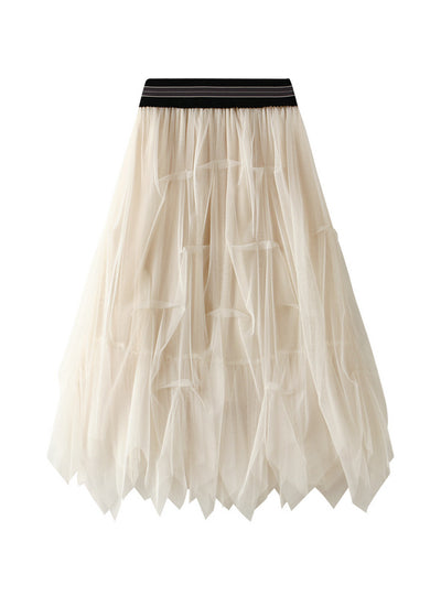 Elastic Waist Striped Gauze Skirt