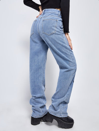 Women Printed Loose-leg Pants Jeans