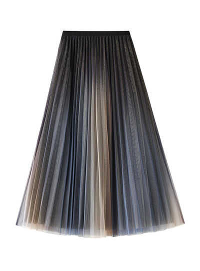 Double-layer Gauze Gradient Medium-length Skirt