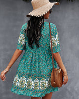 Bohemian Style Print Short Dress