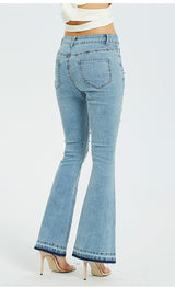 Wide-leg Pants Embroidered Horn Jeans