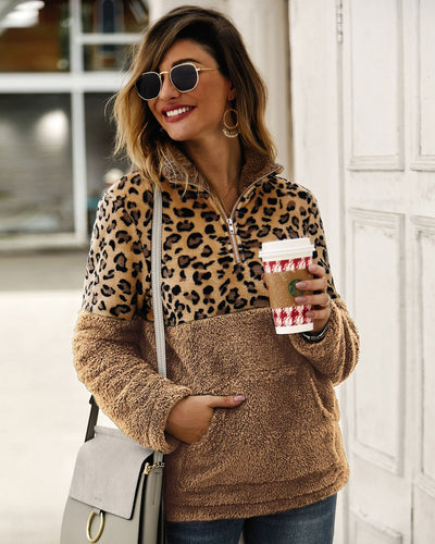 Women Long Sleeve Sweater Leopard Top