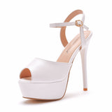 White Fishmouth High-heeled Sandals