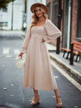 Long-sleeved Square Neck Dress