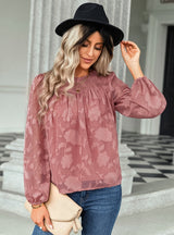 Round Neck Loose Chiffon Blouse Top