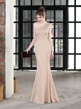 One Shoulder Slim Fishtail Dress