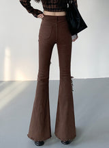 High Waist Flared Pants Split Jeans