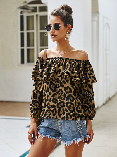 Leopard Print Off the Shoulder Top