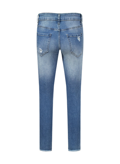 Wear and Tear Printed High-waisted Jeans