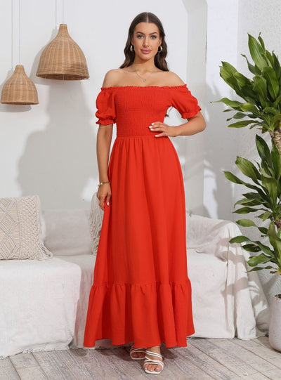 Short Sleeve Off the Shoulder Long Dress