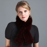 Rex Fur Scarf Women's Knitted Thick Warm