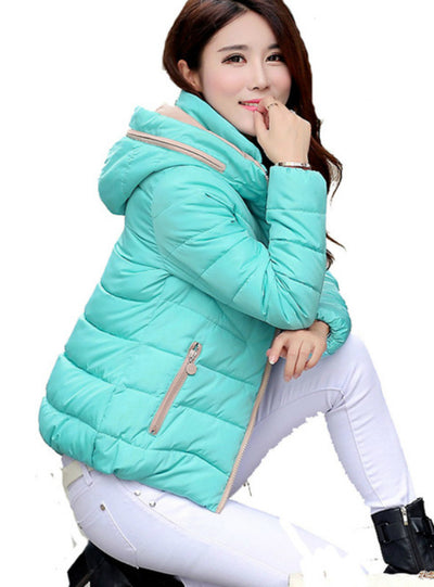 Short Coats Solid Hooded Down Cotton Padded