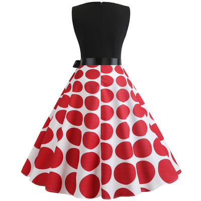 Retro Sleeveless Round Neck Print Dress