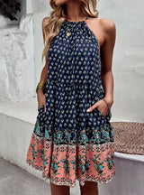 Halter Sleeveless Print Dress