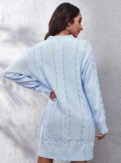 Loose Long-sleeved Knitted Sweater Dress