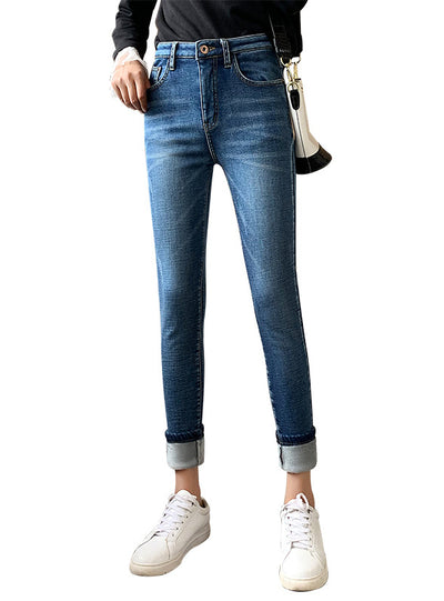 Winter Thick Plus Velvet Women High Waist Skinny Jeans