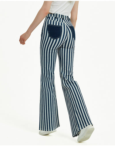 Striped High Waist Wide Leg Pants