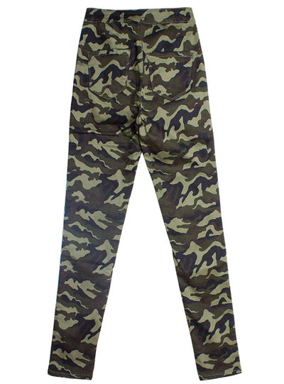 Slim Camouflage Pants Side Spliced Feet Pants