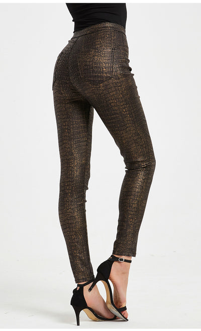 High Waist PU Sexy Alligator Pants