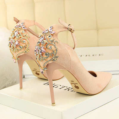 Cashmere Shallow Pointed Rhinestone Wedding Shoes