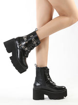 Metal Belt Buckle Short Round Head Martin Boots