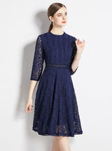 Slim Waist Lace 3/4 Sleeves Dress