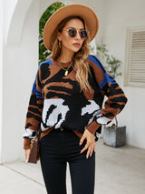 Loose Contrast Tiger Sweater