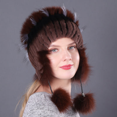 Fur Rex Rabbit Hat Winter Fashion Women