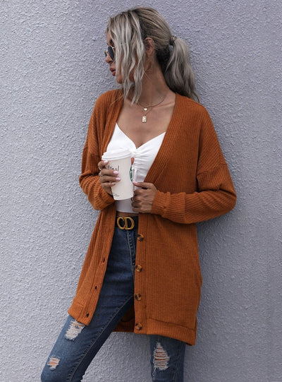 Long Sleeve Cardigan Button Sweater Coat