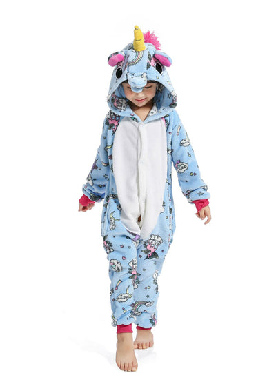 Light Blue Print Fly Unicorn Kigurumi Child Kid Animal