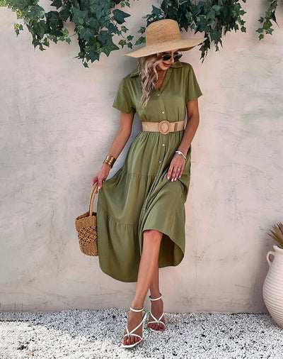 Women Slim Shirt Long Dress