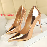 Shallow Pointed Metal High Heels