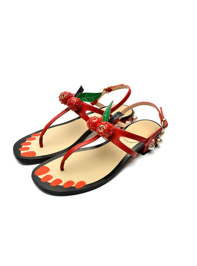 Sandals Flip Flop Cherry 2018 Peal Heel Woman Summer