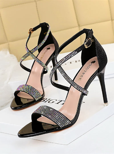 Rhinestone Stilettos Heels Sandals