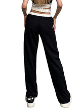 Asymmetric Double-waist-head Color-contrast Spliced Pants