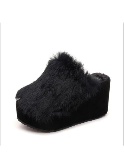 Fur Slippers Wedges Women Slippers Platform 