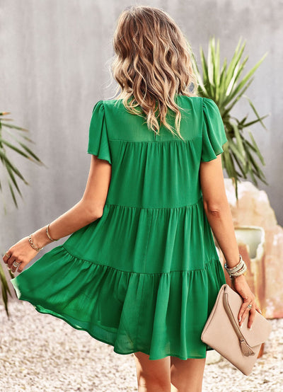 Short Sleeve Slim Waist Dress