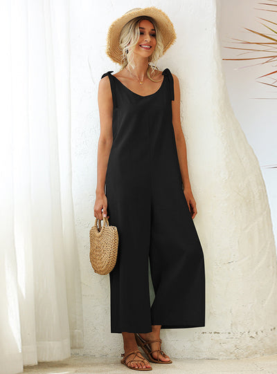 Loose Straight One-piece Bib Pants