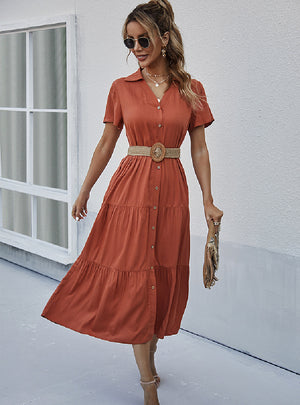 Women Slim Shirt Long Dress